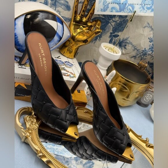 🆕 KURT GEIGER LONDON 🧿 NWOB Regent Crystal Mule Gold Point Heel, Sz 37 US 7 - Picture 7 of 16